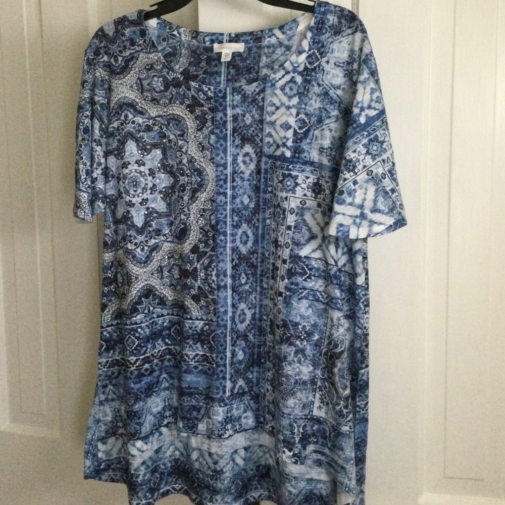 Concepts - Blue Mixed Print Tunic Top